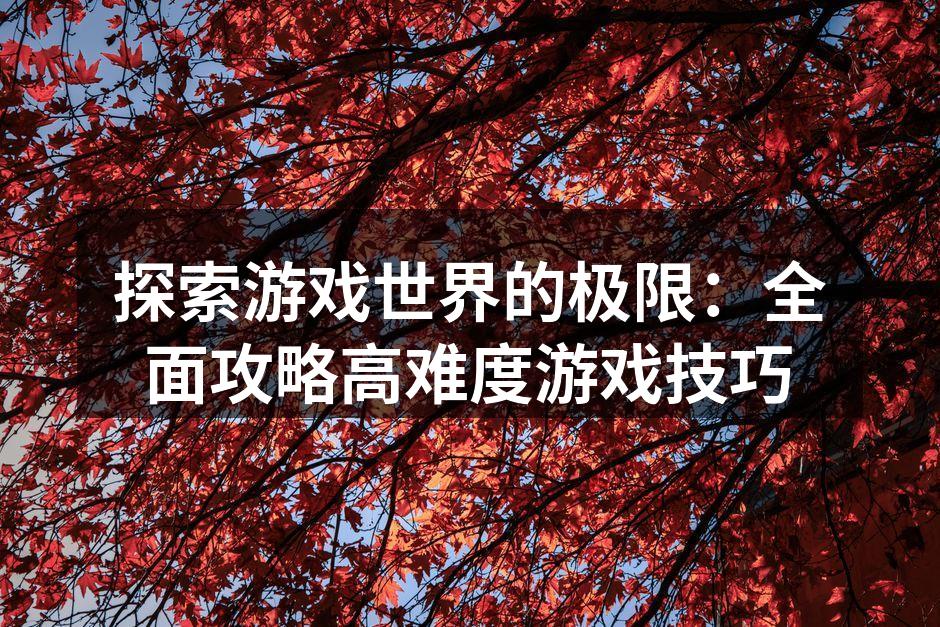 掌握高难度游戏的关键技巧